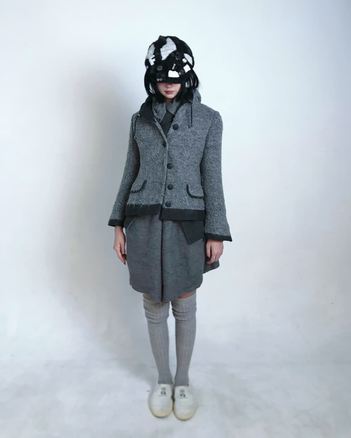 Grey boucle string wool jacket 상품이미지6