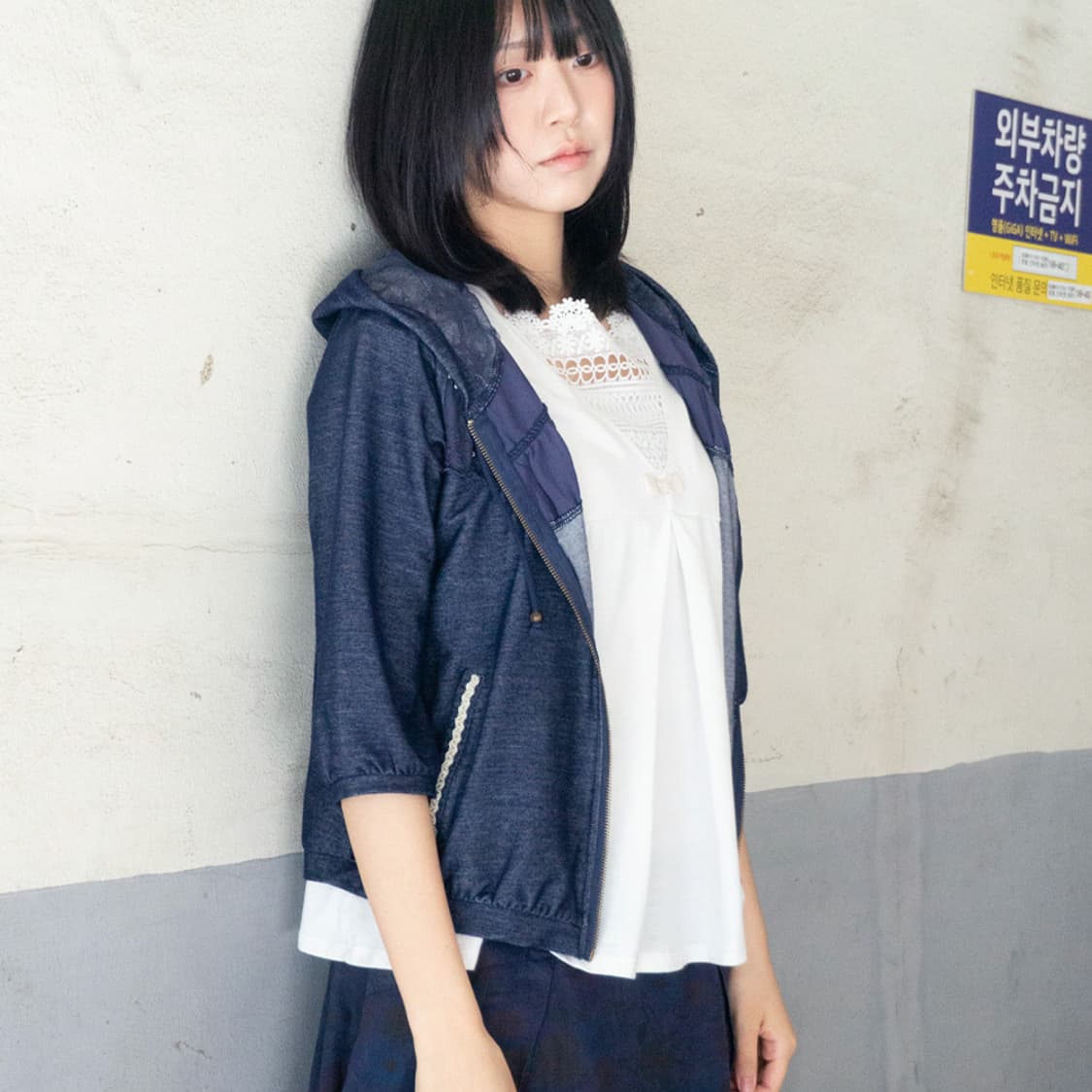 레이스 백 리본 블라우스 상품이미지7