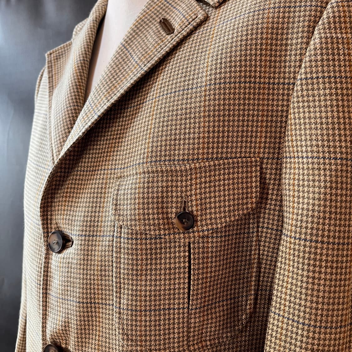 울 실크 린넨 혼방 DAKS London 본사 라인 헌팅자켓  50S 상품이미지4