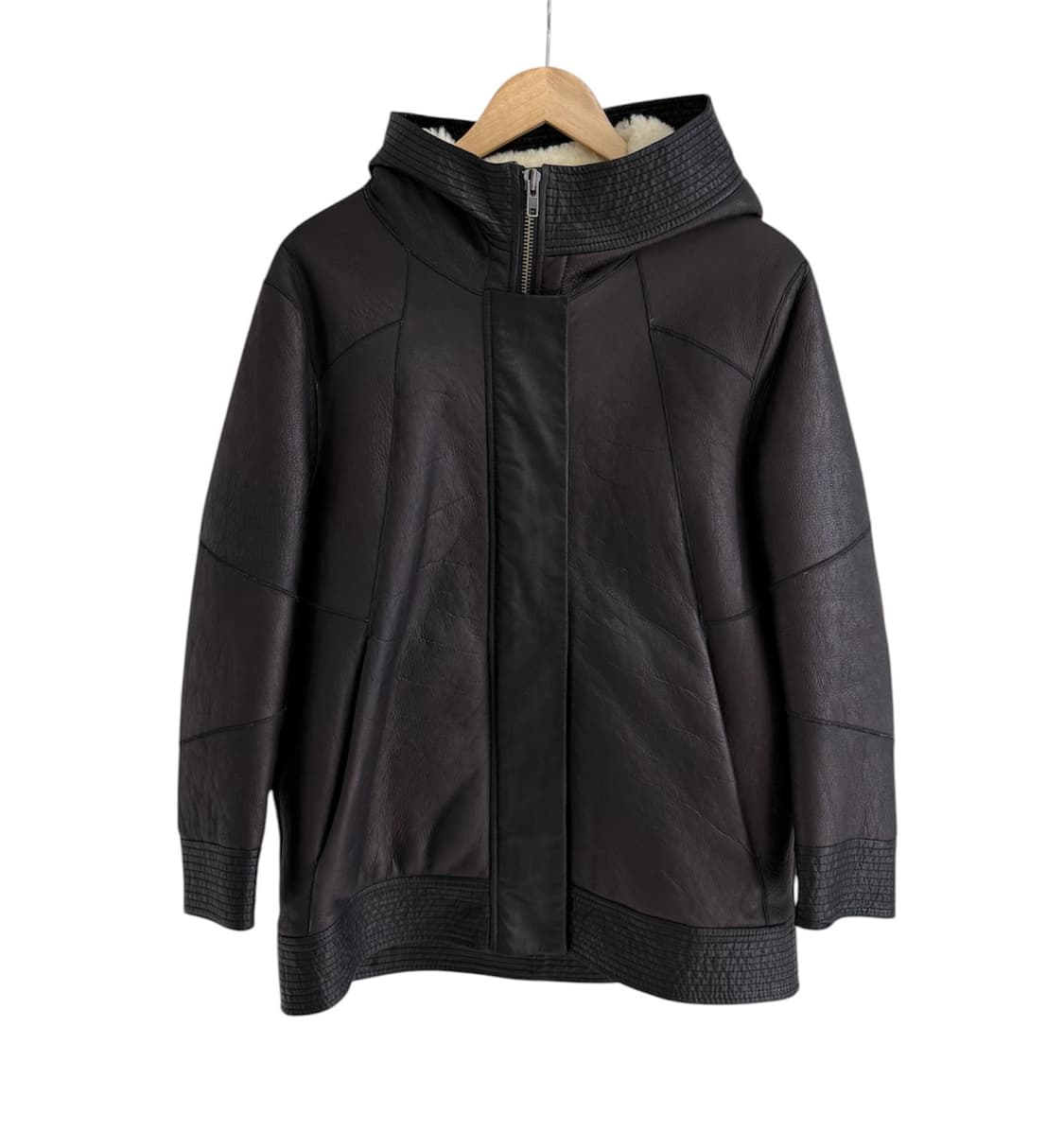 헬무트랭 쉽 스킨 시어링 레더 후드 자켓 상품이미지1