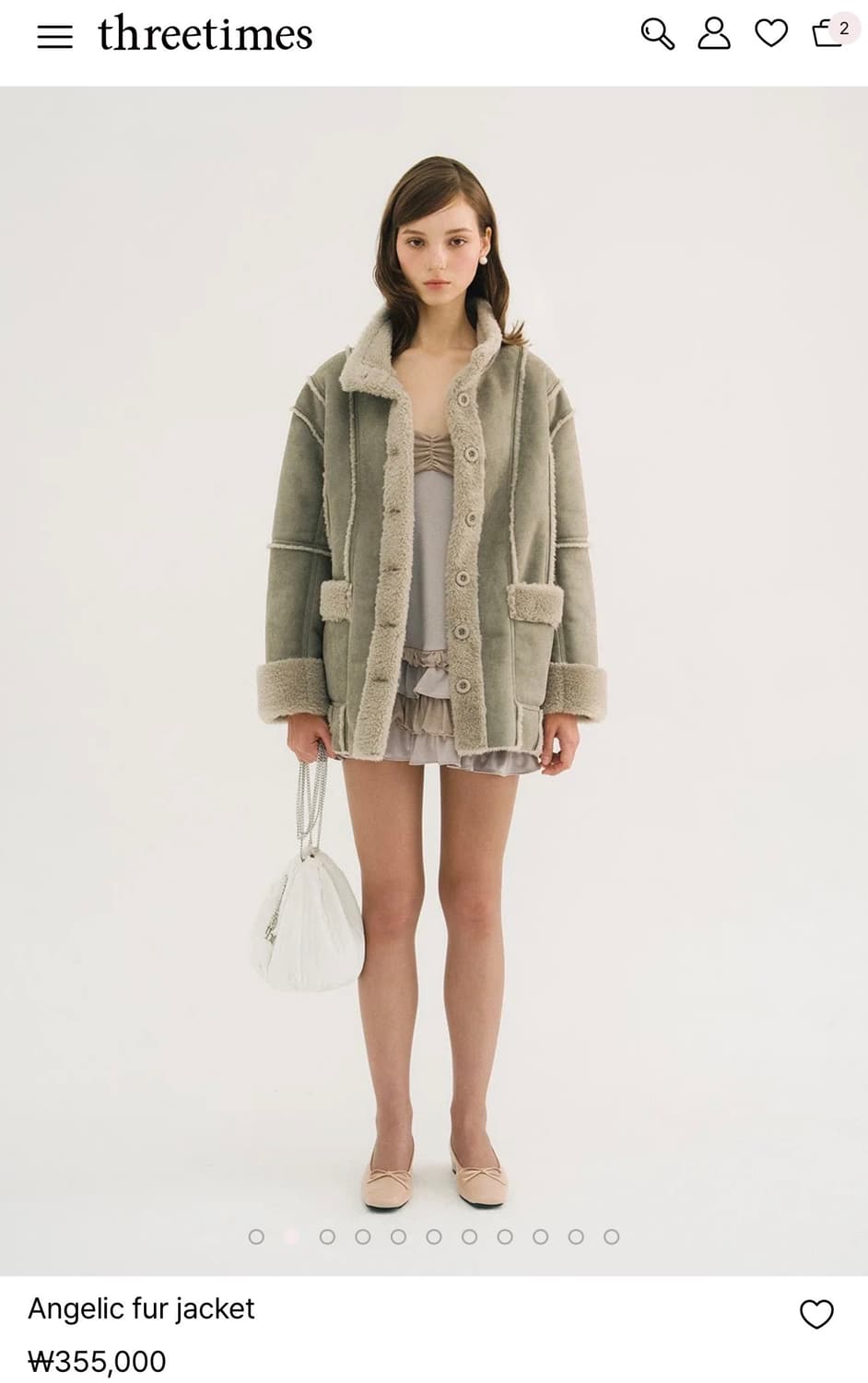 쓰리타임즈 무스탕 애쉬그레이 상품이미지2