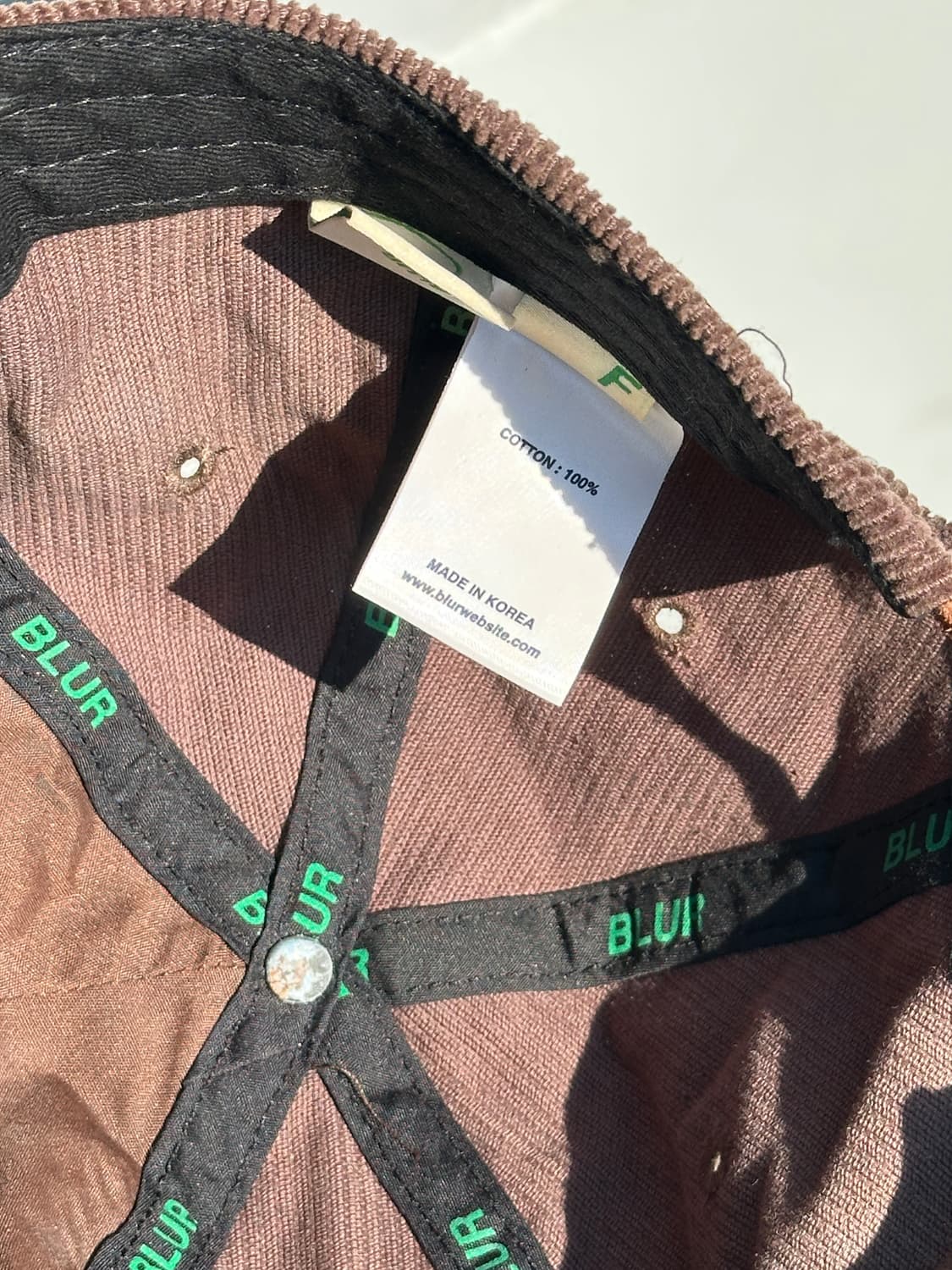 [F] Blur 블러 로고 브라운 코듀로이 볼캡 모자 상품이미지8