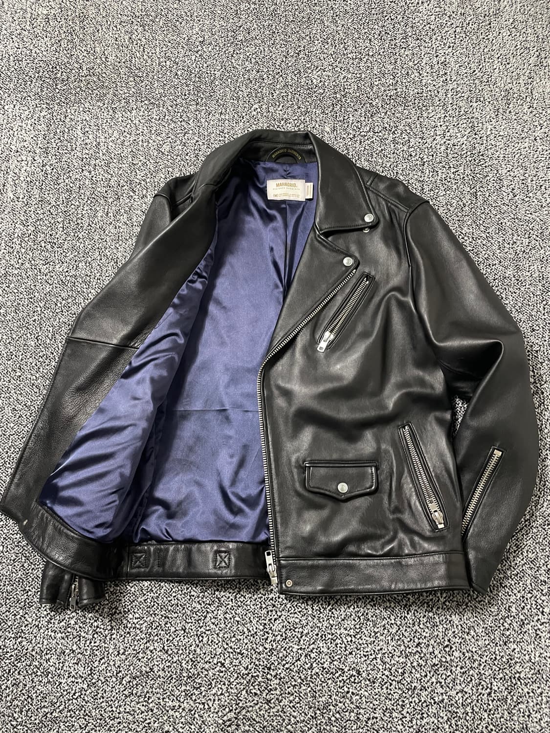 빈티지9. 마하그리드 스트릿 양가죽 리얼레더 라이더 가죽자켓 블랙 상품이미지3