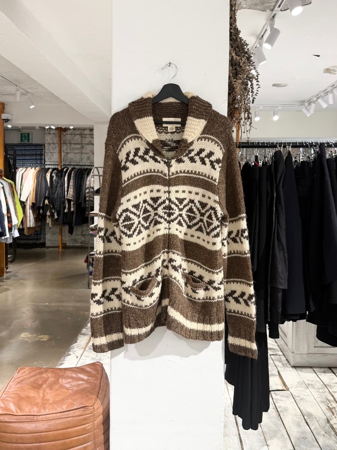 데님 앤 서플라이 브라운 숄 칼라 노르딕 코위찬 스웨터 상품이미지1