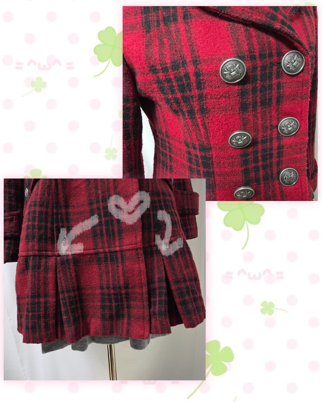 캐캐체 레드 체크 코트 상품이미지4