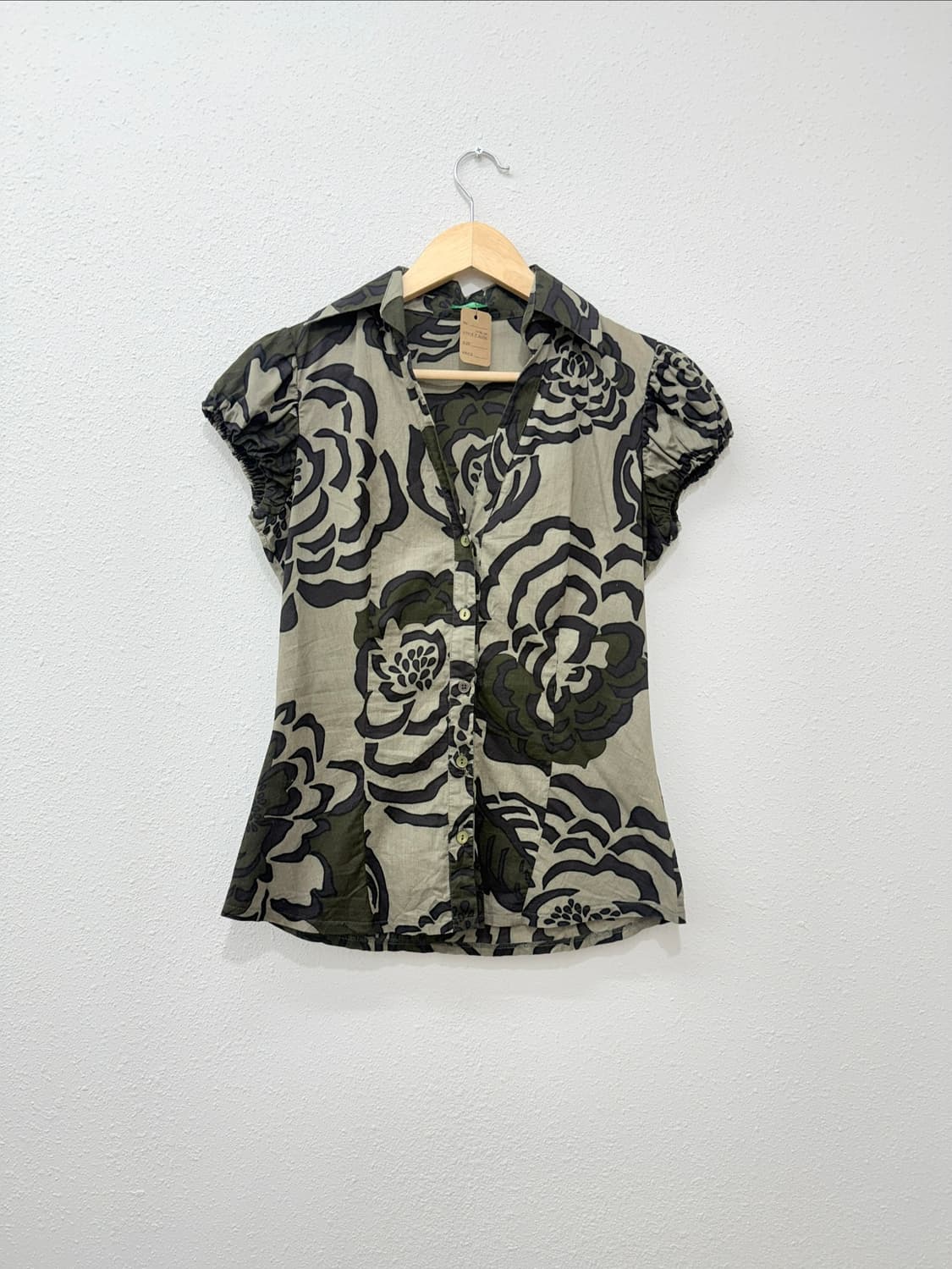 빈티지 Benetton 로즈 V넥 슬림 셔츠 블라우스 상품이미지2