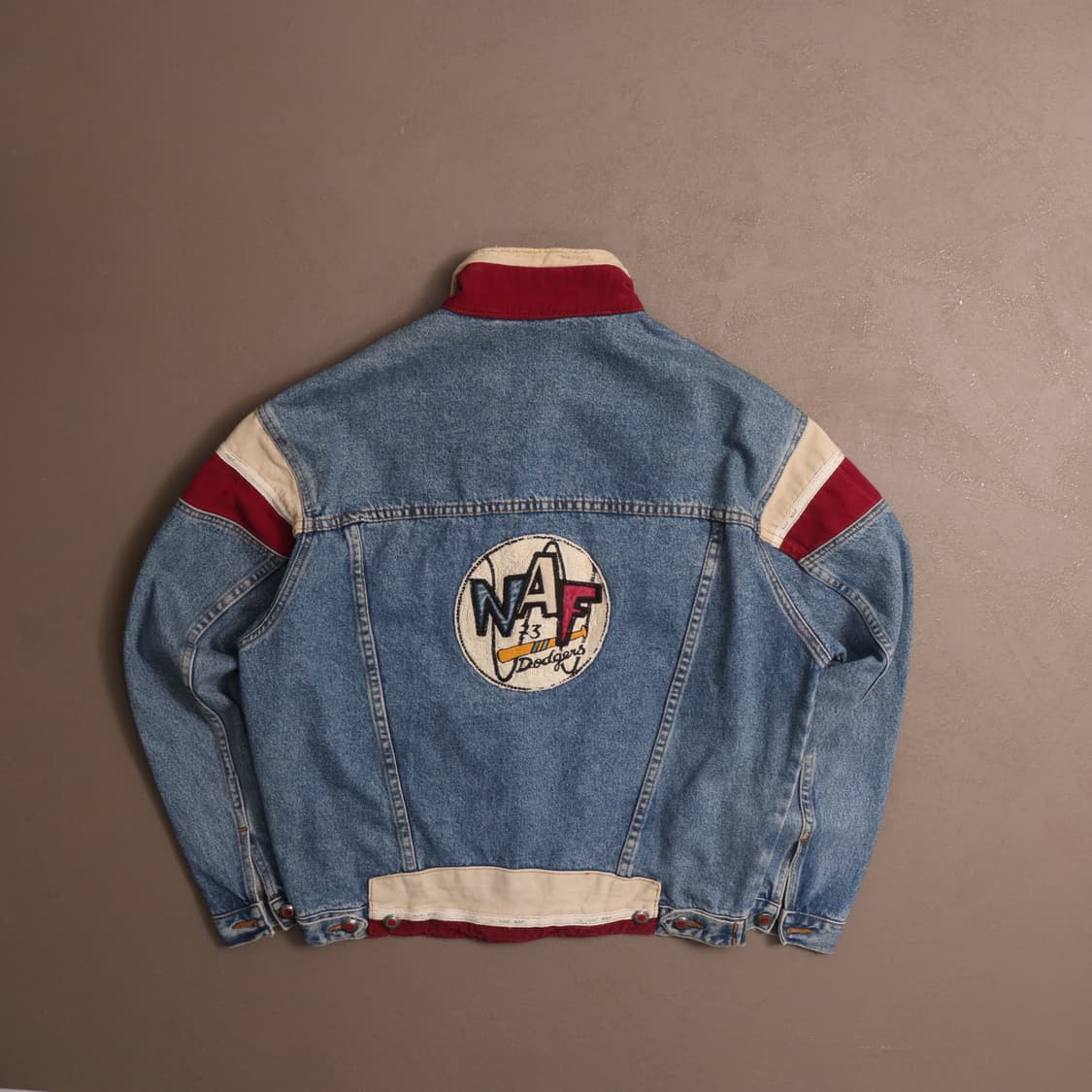 90's 일본빈티지 데님 자수 봄버자켓 A1682 상품이미지7