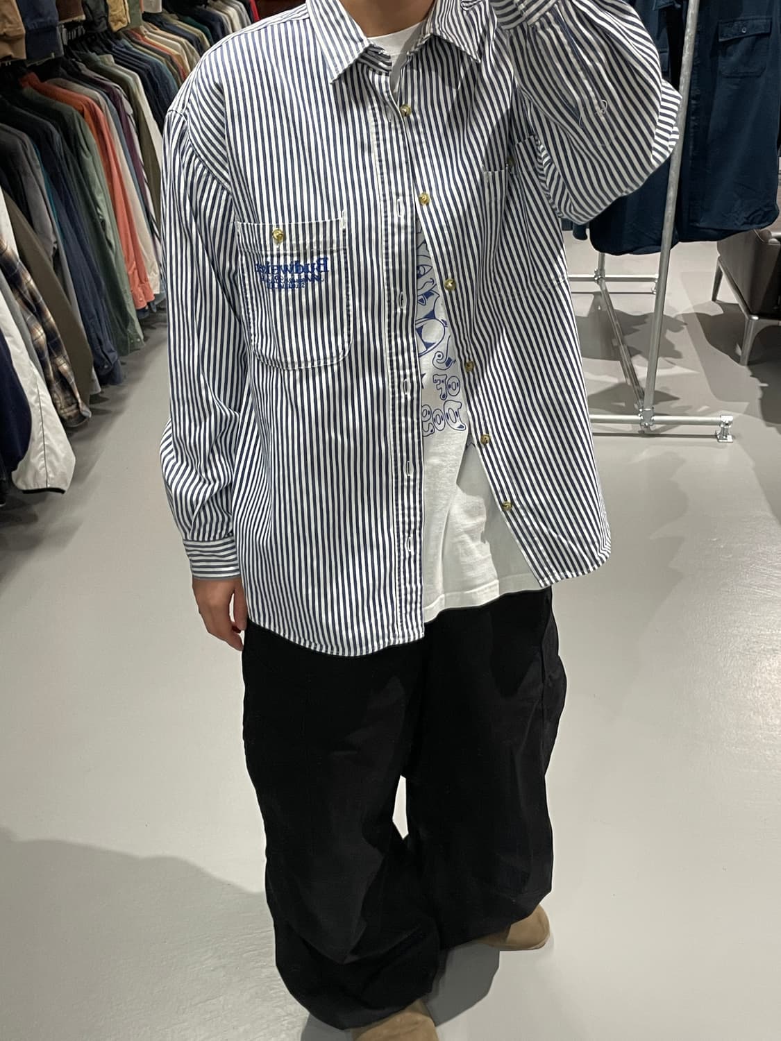 버드와이저 히코리 패턴 셔츠  (made in korea) 상품이미지2