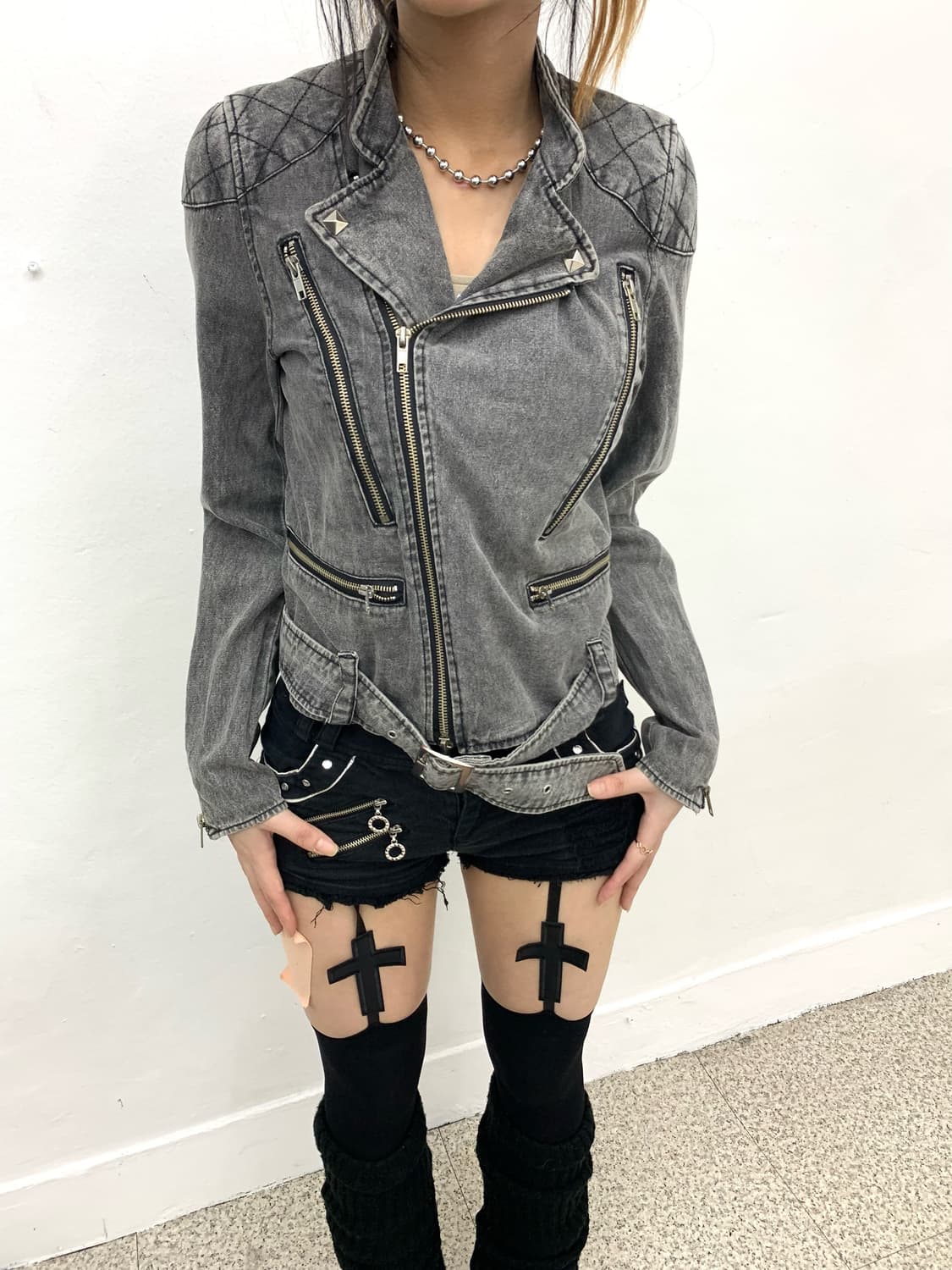 Denim multi zipper rider jacket   상품이미지2