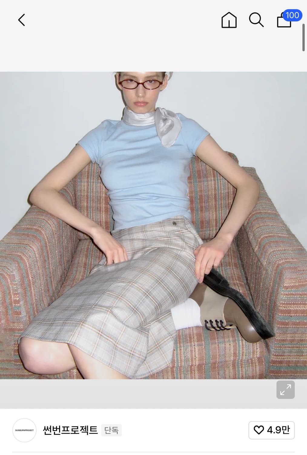 썬번프로젝트 체크 미디스커트(새상품) s 상품이미지2