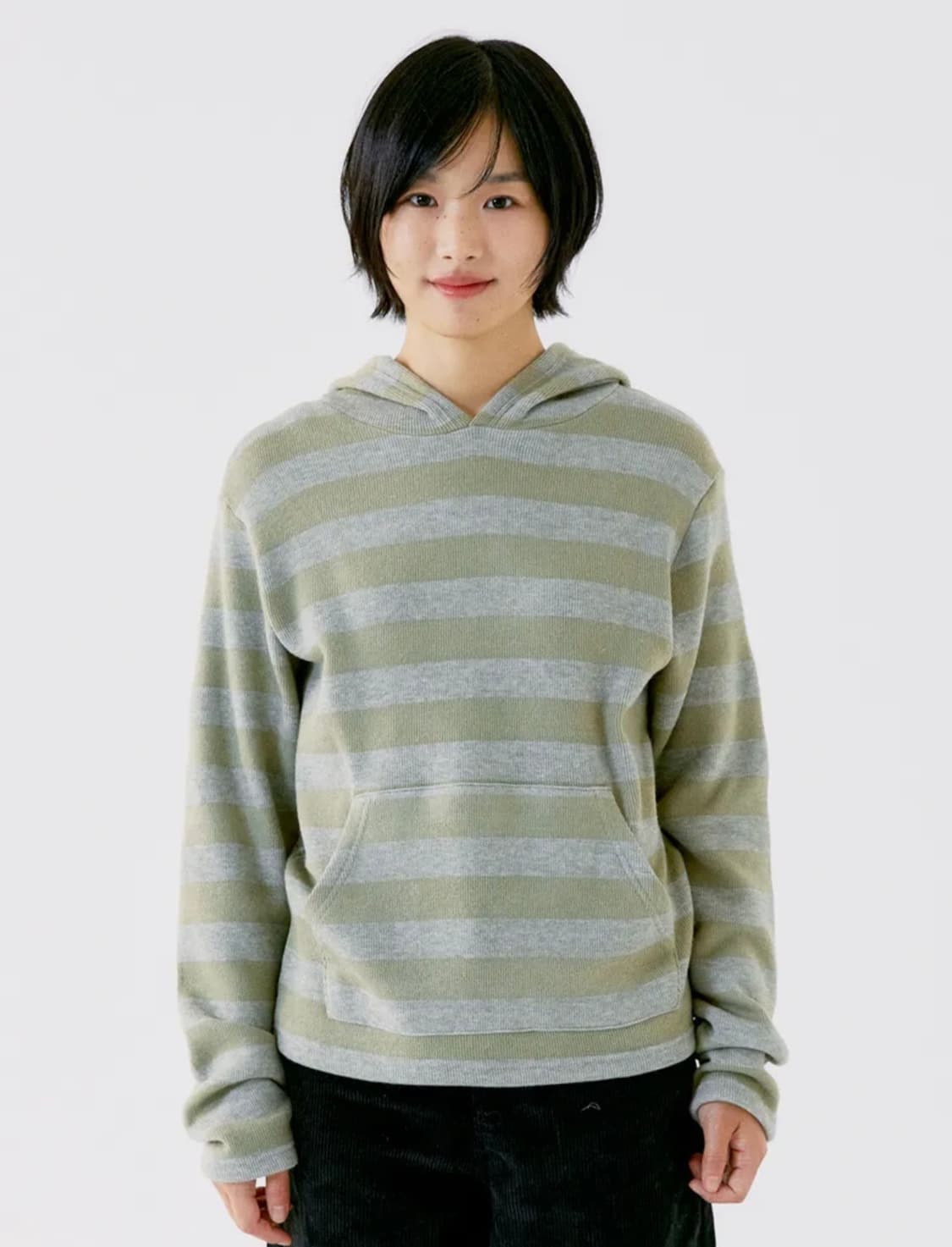 오피쉬 스트라이프 니트 후드 (2번시착) 상품이미지1