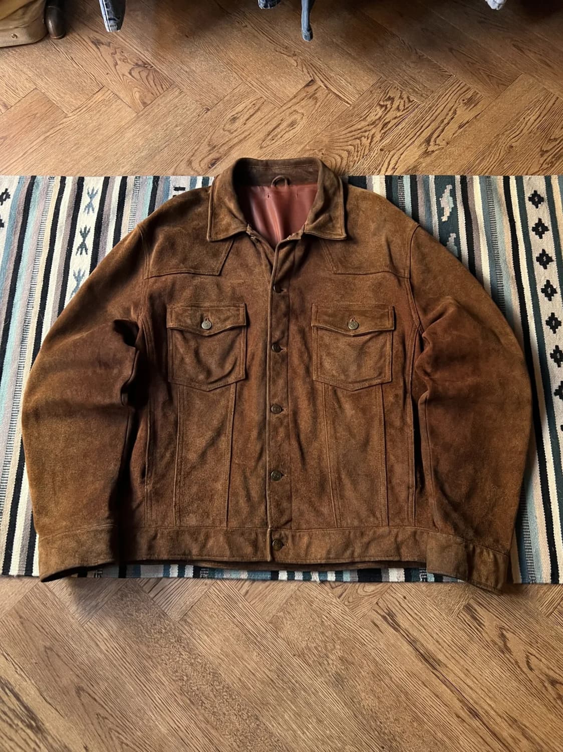 [XL]90's USA 빈티지 리얼 스웨이드 트러커 자켓 상품이미지1