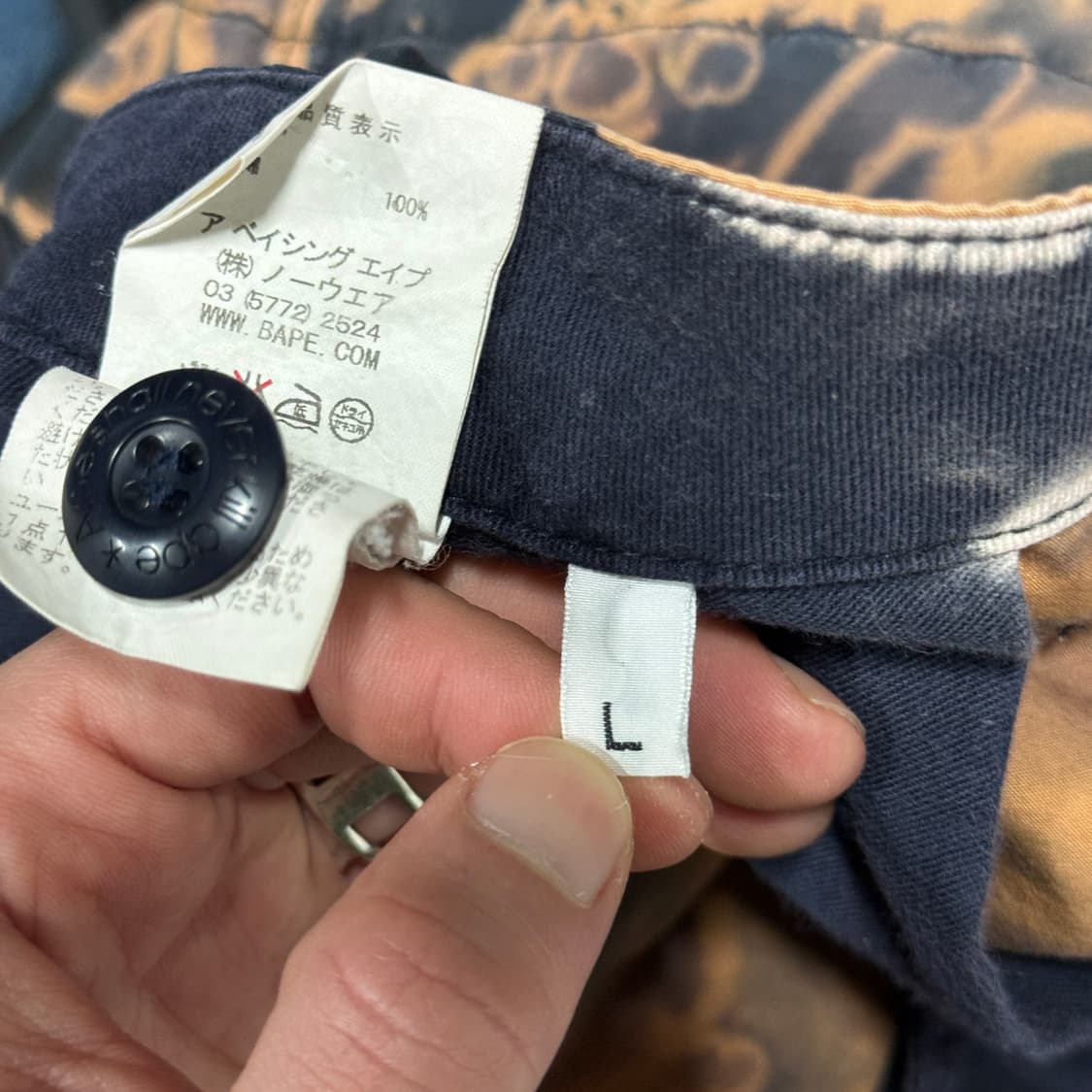 정품 베이프 OG 블리치드 다잉 립스탑 와이드 카고 팬츠 상품이미지10