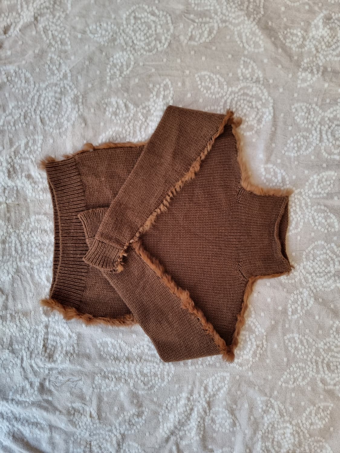 DKNY 여성 브라운 퍼 장식 니트 (M)  상품이미지7