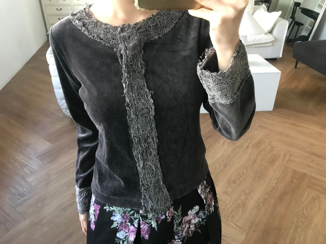 vintage velvet lace cardigan 상품이미지5
