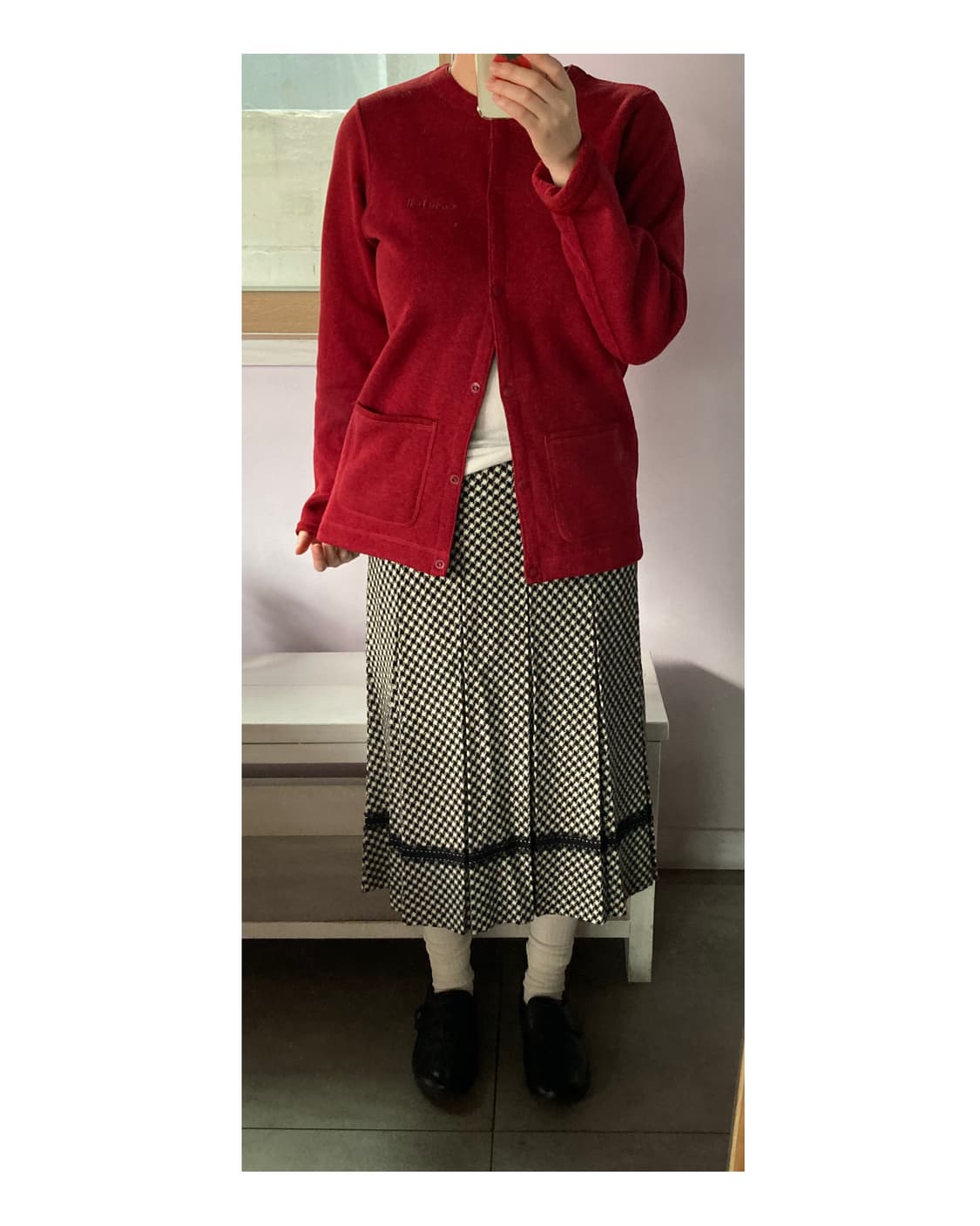 몽벨 레드 기모 가디건 상품이미지2