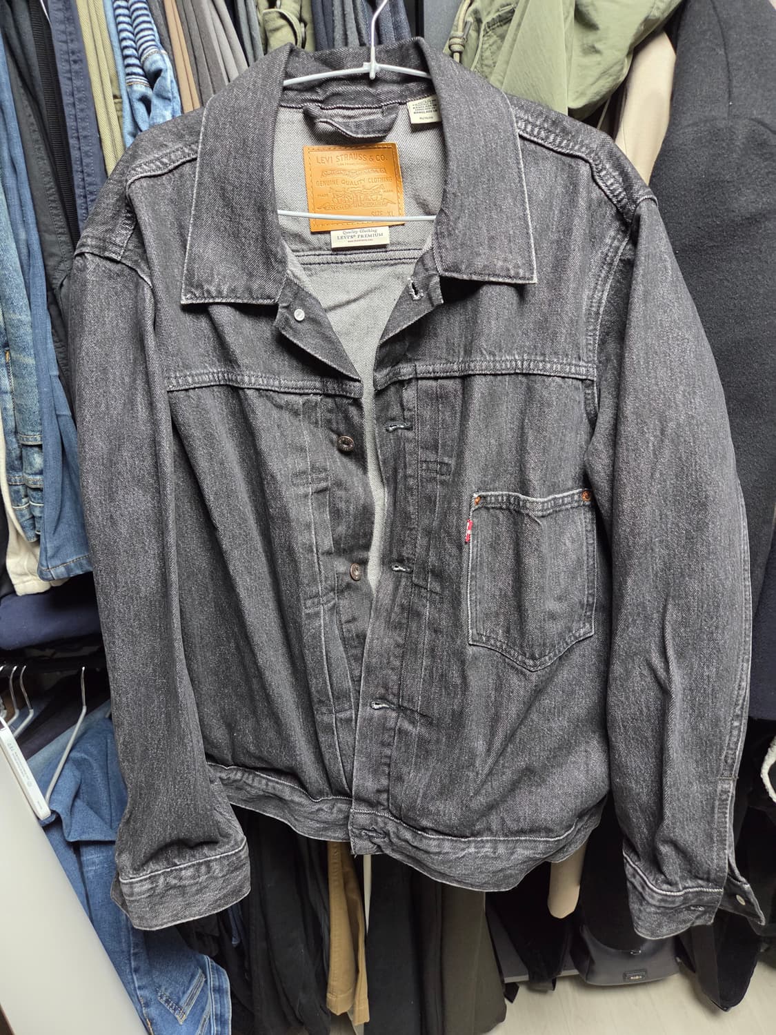 리바이스 프리미엄 데님자켓 타입1 흑청  XL(105) 상품이미지4