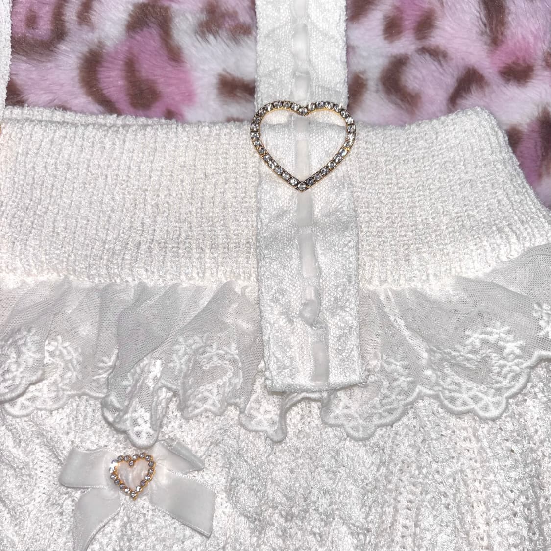 리본 큐빅 오프숄더 니트 양산형 지뢰계 리즈리사깔 달천 상품이미지2