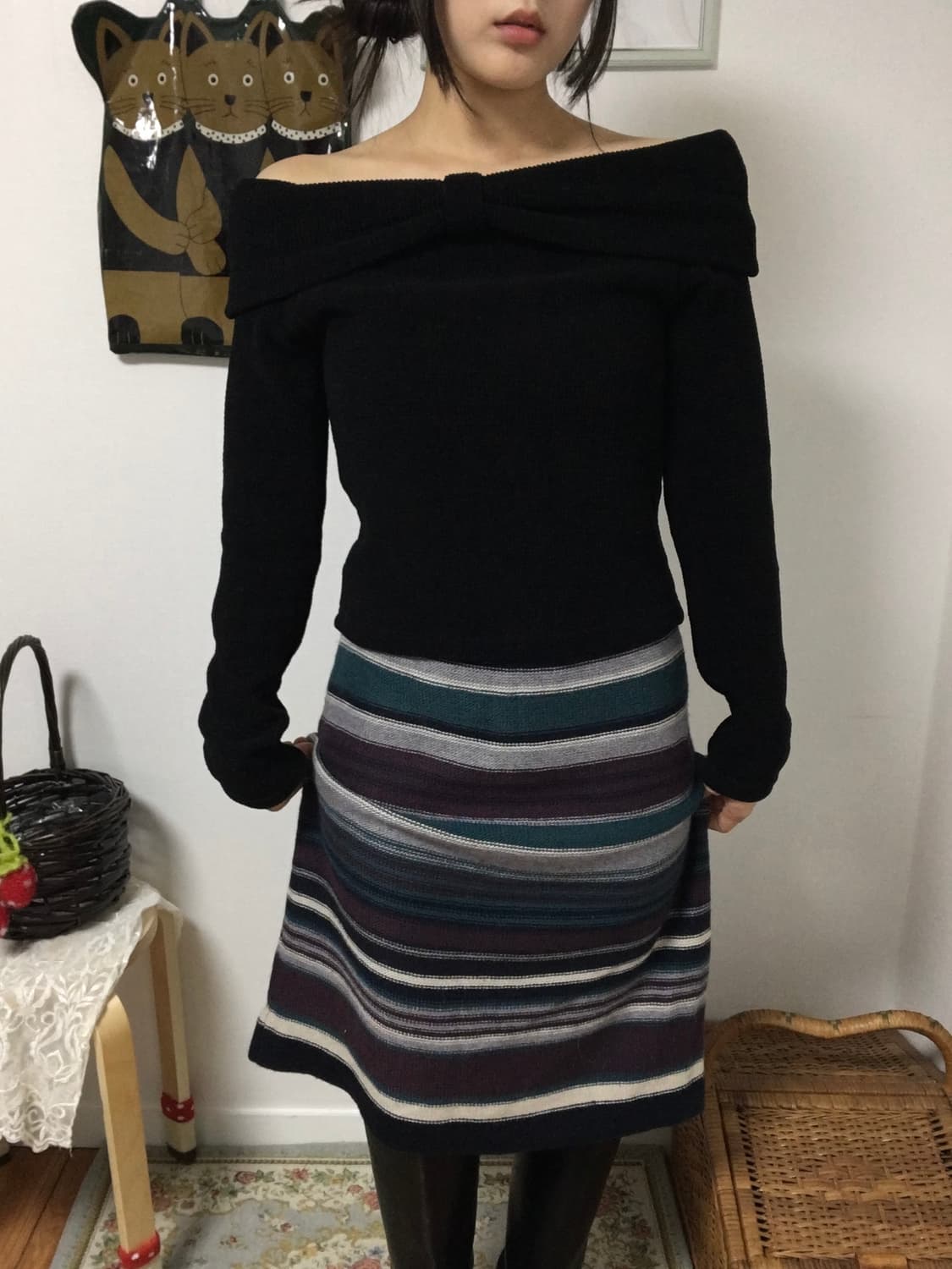 Striped Knit Midi Skirt 상품이미지2