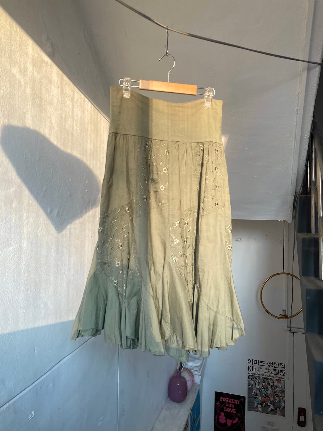 MADE IN ITALY 카키 언발 스커트 상품이미지1