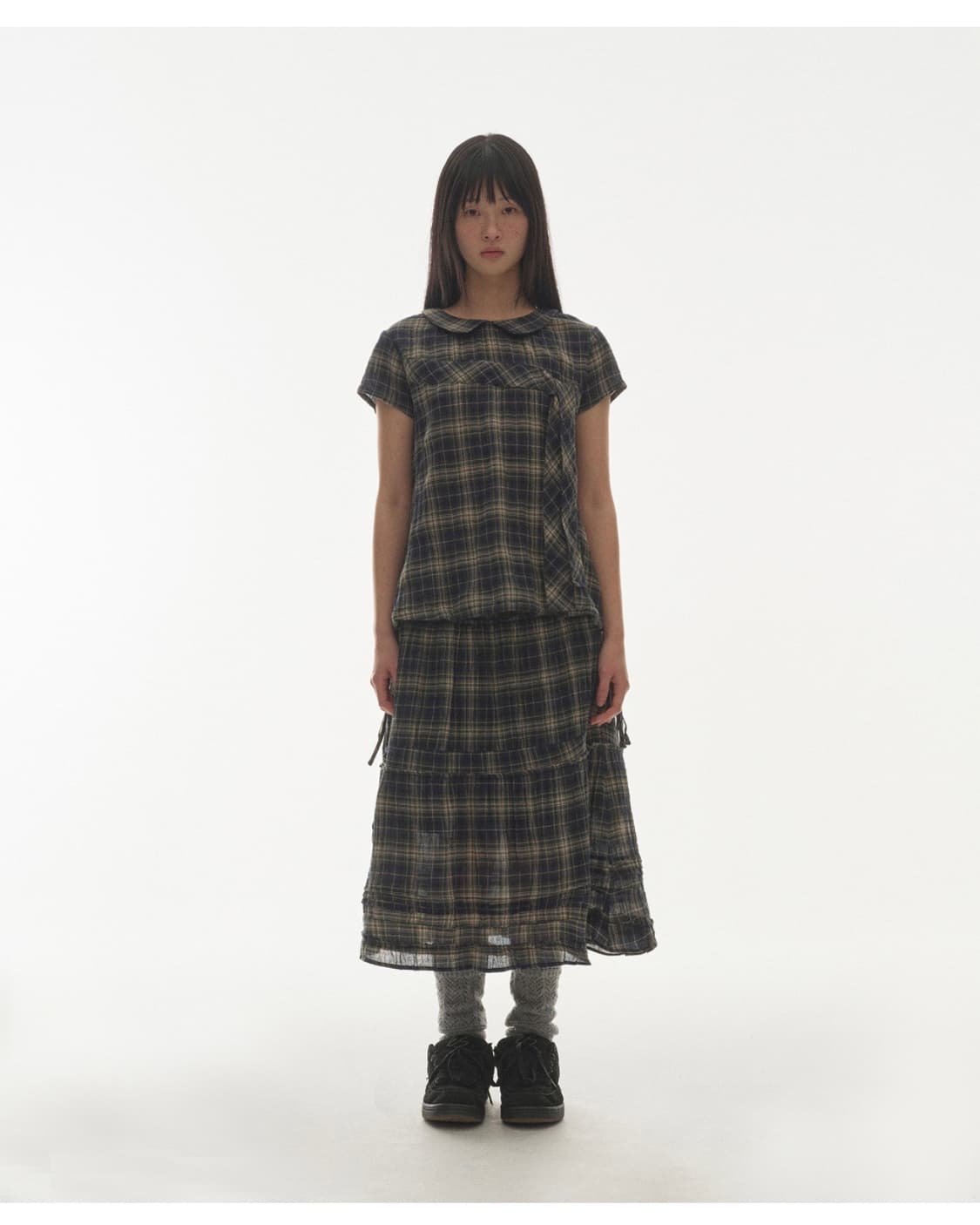 Coyseio shirring midi skirt check  상품이미지1