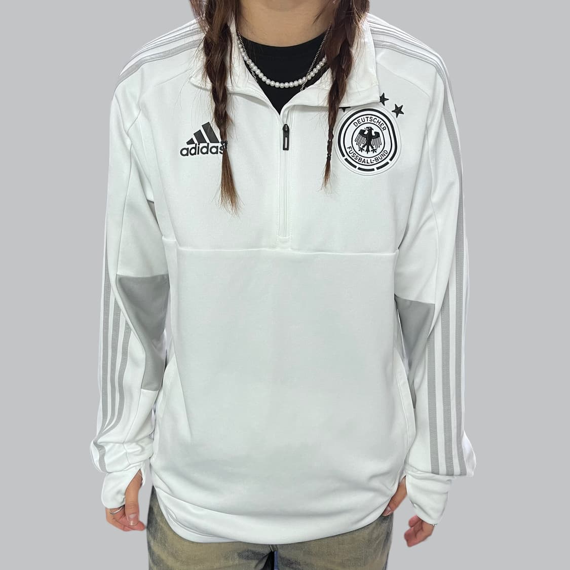 아디다스 화이트 독일 트랙탑 져지 슬리브 상품이미지3
