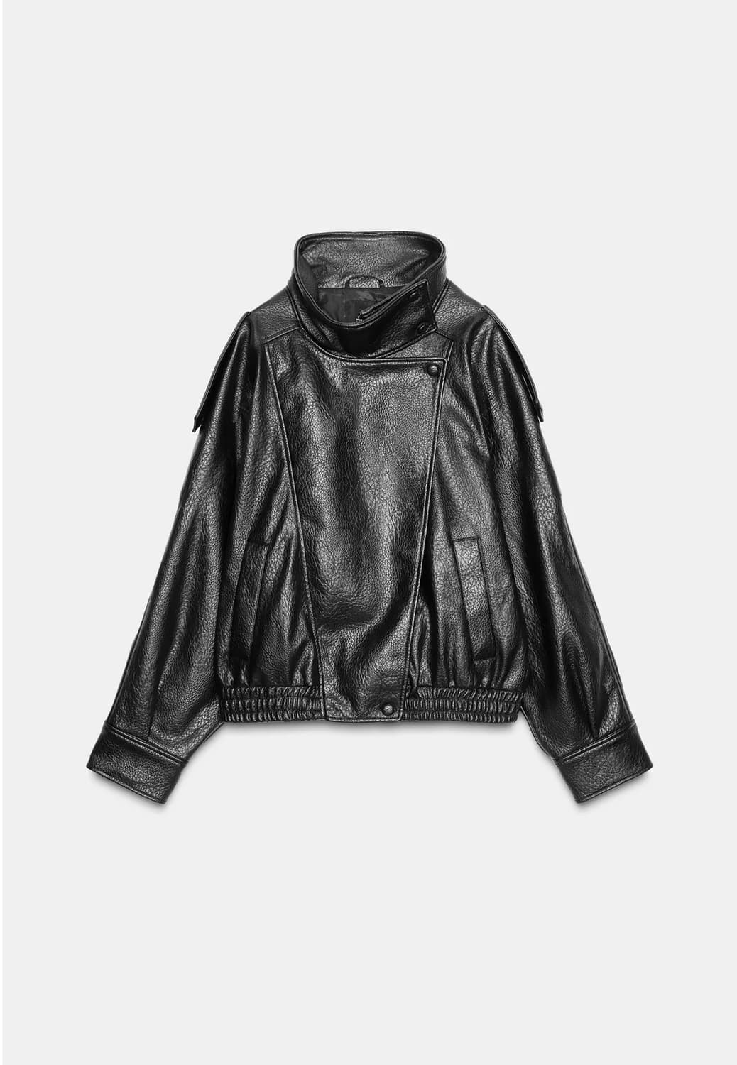 오늘만) 자라 생로랑 하이넥 레더 자켓 (블랙) 상품이미지1