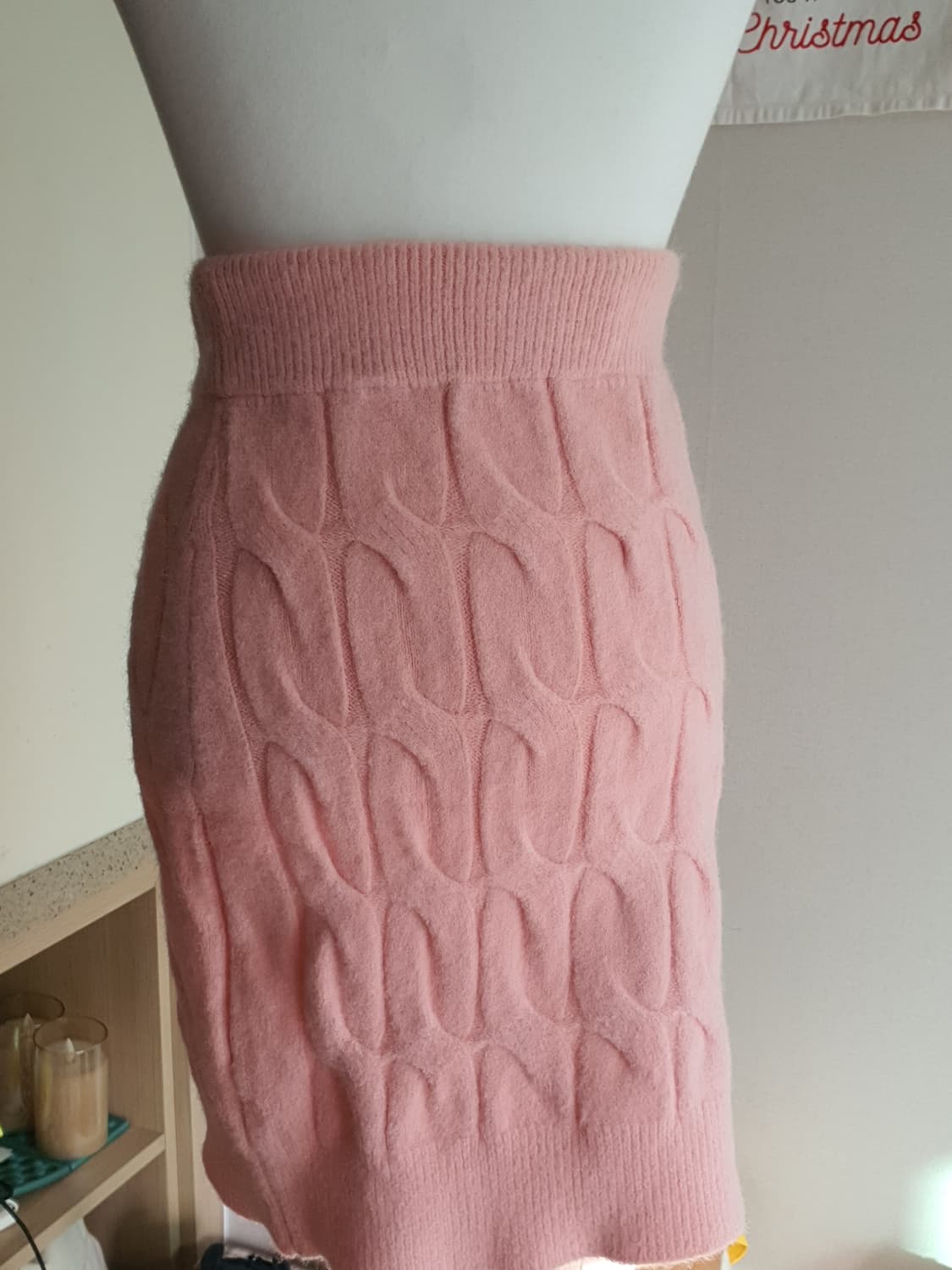 [빈티지] 핑크 케이블 니트 미니 스커트 발레코어 상품이미지2