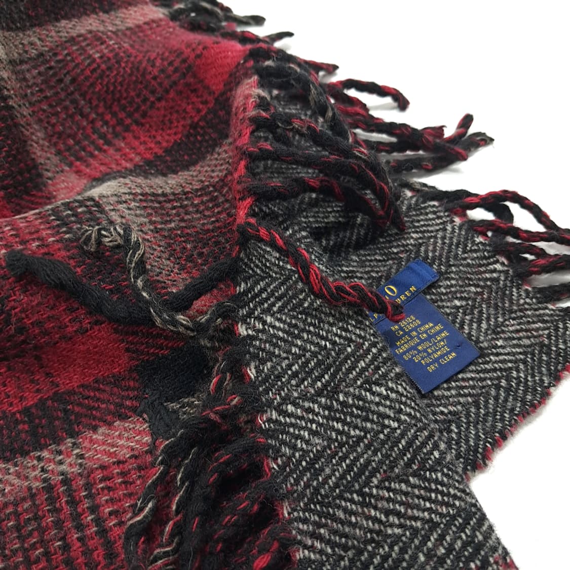 MX234 폴로 랄프로렌 타탄체크 헤링본 양면 울 목도리 머플러 상품이미지5