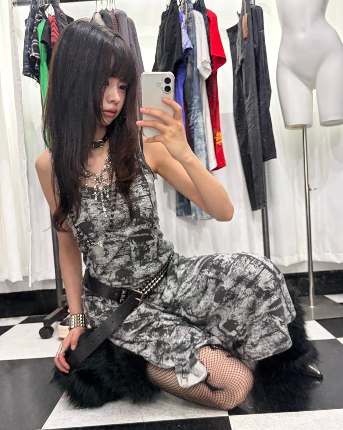 🎸그레이 스컬 프린팅 원피스🎸 상품이미지2