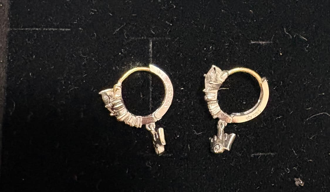 j에스티나 14k 화이트골드 천연큐빅 왕관 드롭귀걸이 상품이미지3