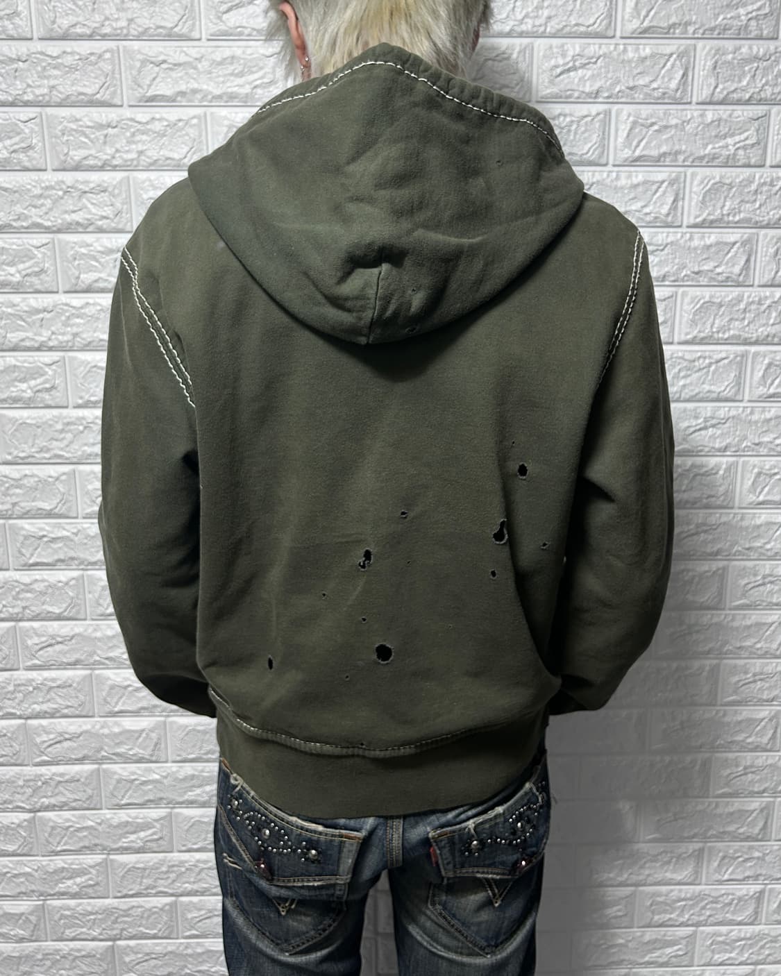 트루릴리젼 레이저 디스트레스드 후디 집업 상품이미지2