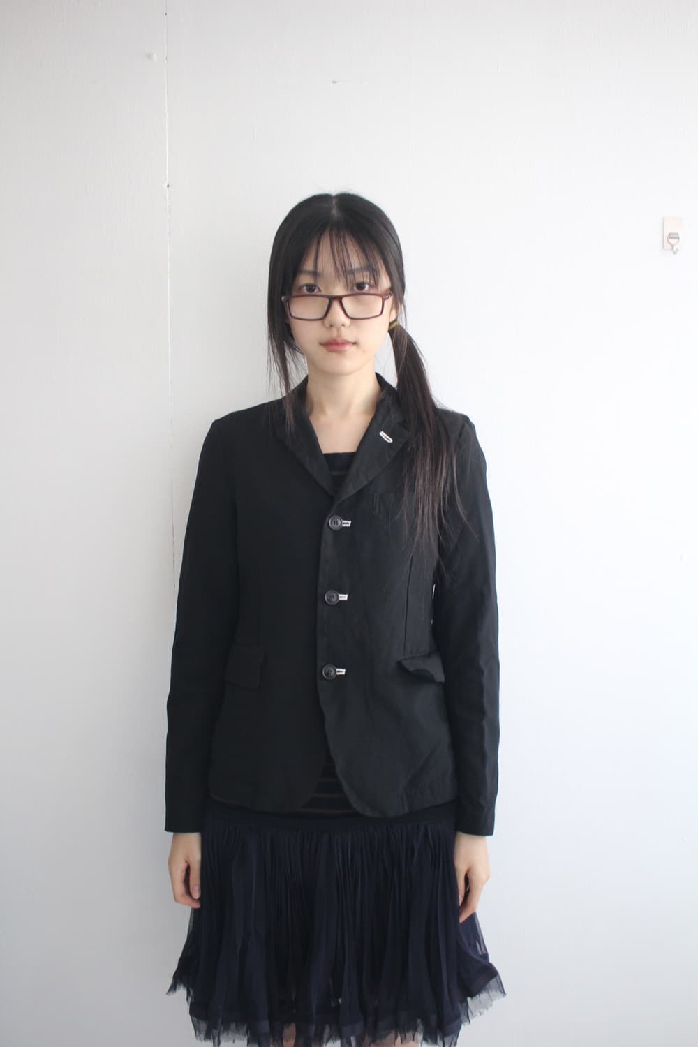 black white stitch boiled jacket 상품이미지1