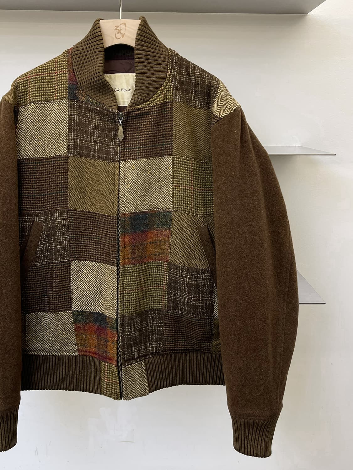 칼 헬무트 90s 체크 패치워크 울 자켓 상품이미지3