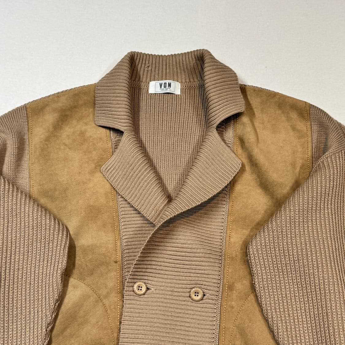 L) VON 더블 브레스티드 스웨이드 니트 가디건 상품이미지3