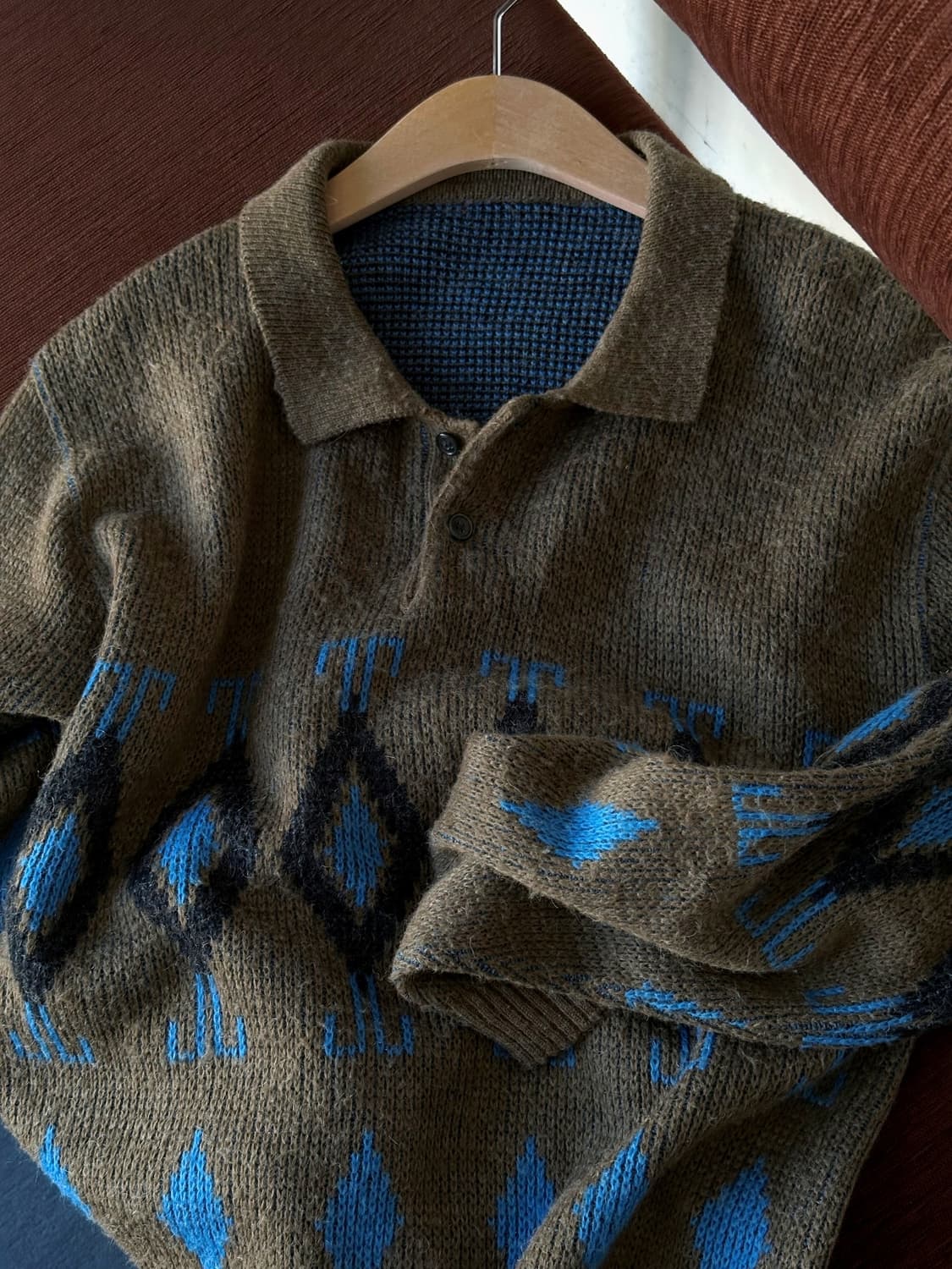 90's middle gauge loose knit polo 상품이미지1