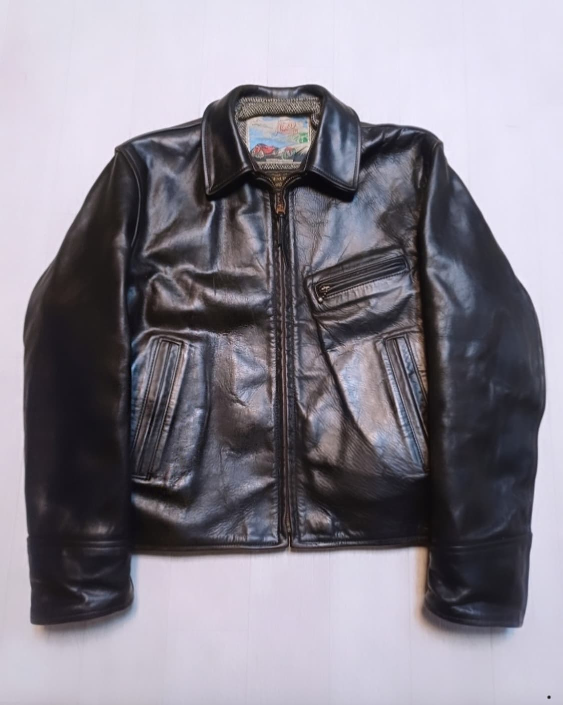 에어로레더 하프벨트 크롬악셀 호스하이드말가죽 레더자켓38아메카지워크웨어 상품이미지1