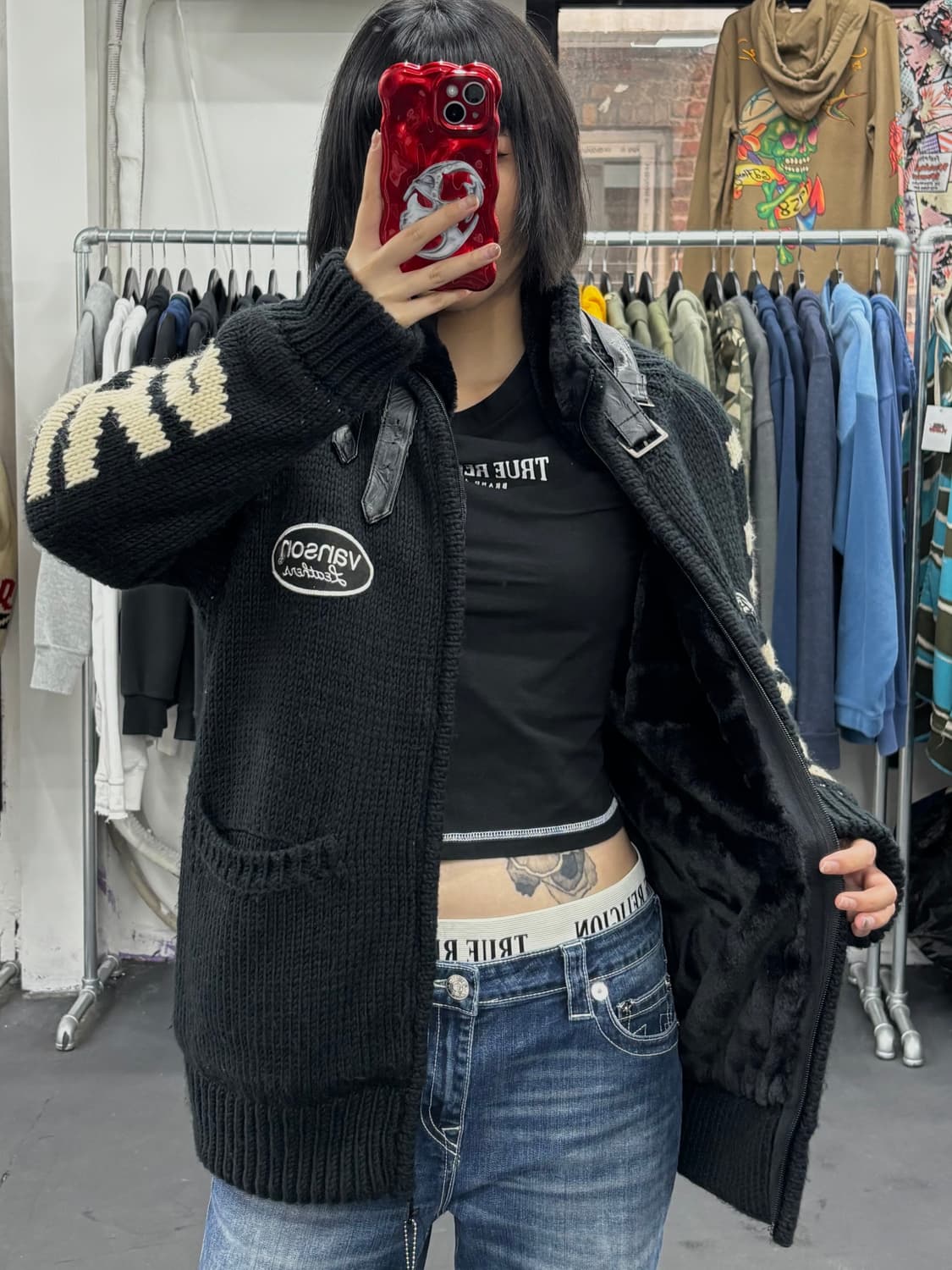 밴슨 레더 스컬 코위찬 자켓 상품이미지2