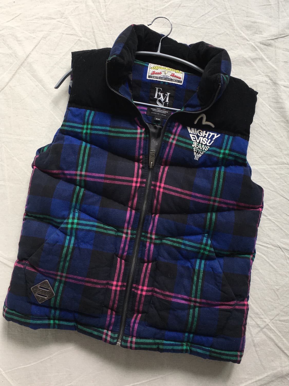 에비수 가슴로고 체크조끼 상품이미지3