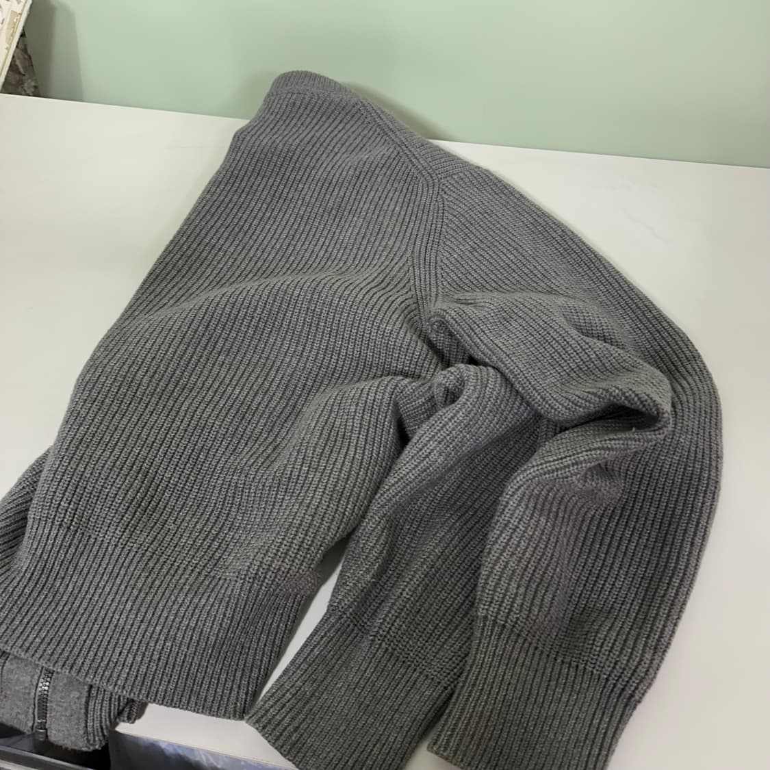M 유니클로C 진그레이 루즈핏 와플 니트집업 상품이미지5