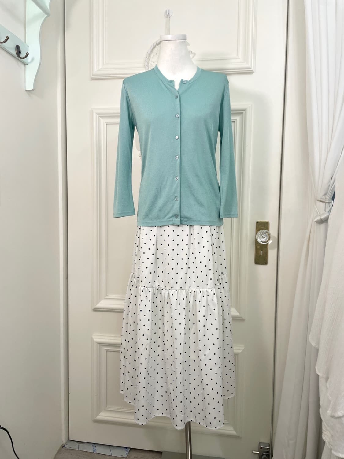 white black dot summer long skirt 상품이미지6