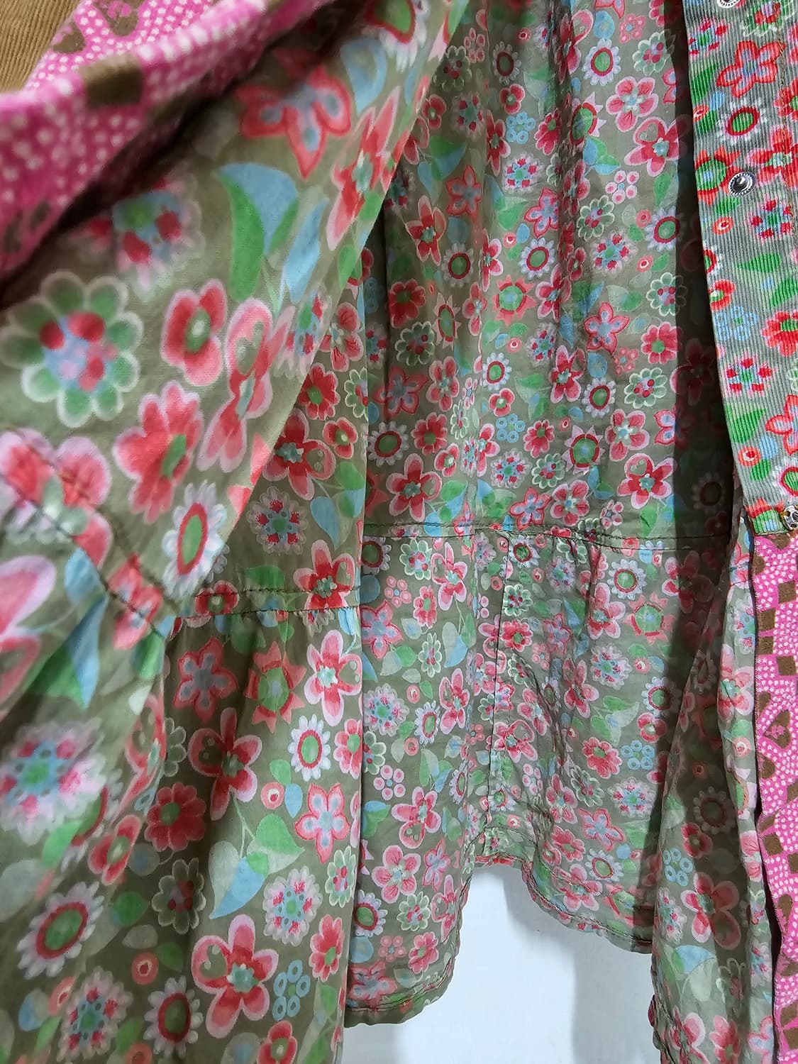 오일릴리 데님  코듀로이 패치워크  풀버튼  롱 원피스  55반-66 상품이미지6