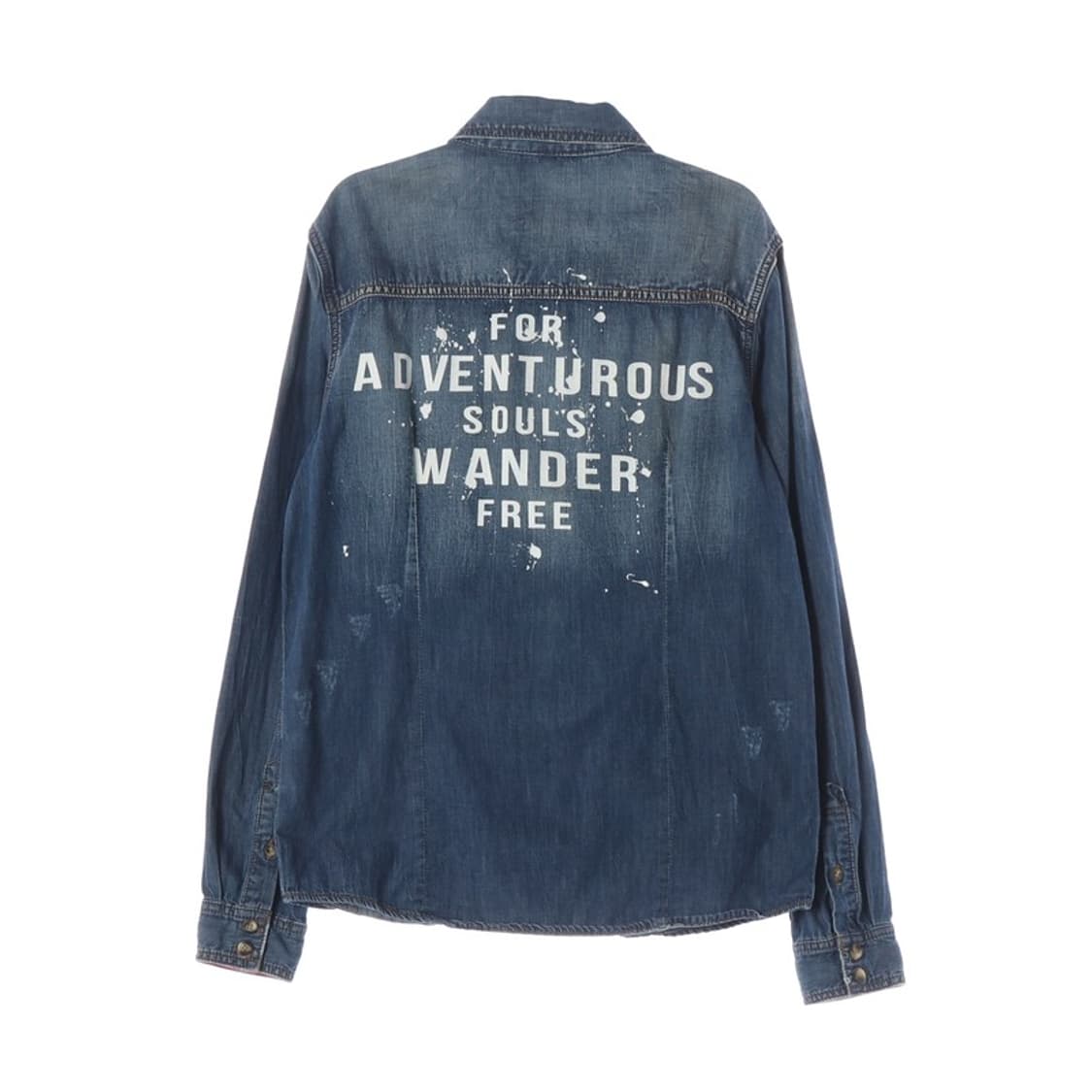 JEEP SPIRIT 빈티지 패치워크 워싱 데님 셔츠 M 상품이미지2