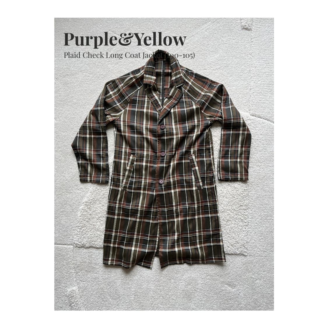 Purple&Yellow 체크 패턴 롱 재킷 코트 (100) 상품이미지1