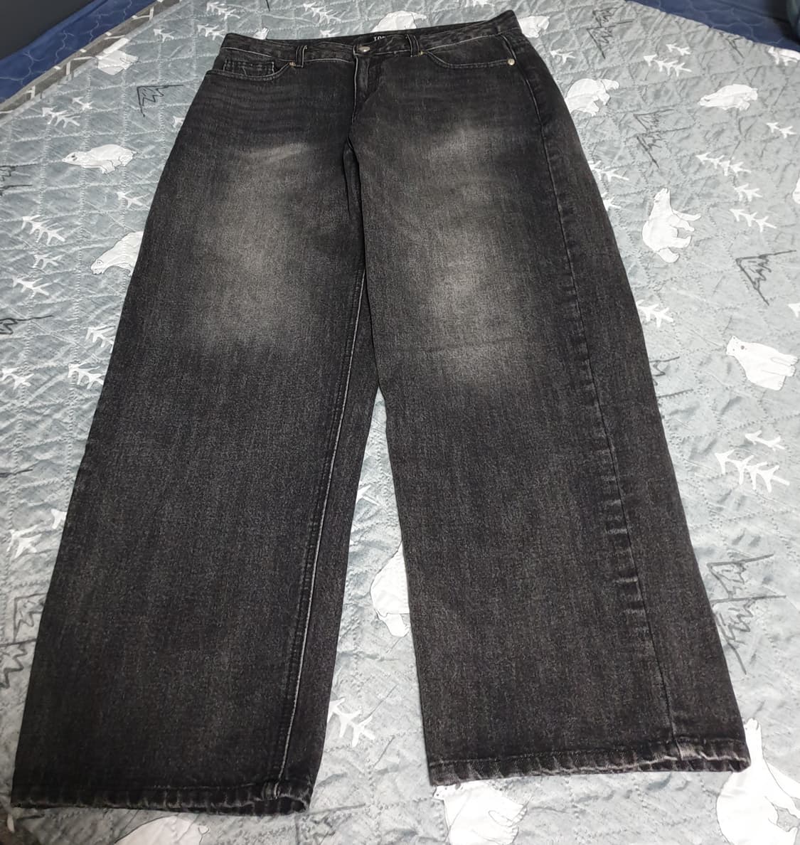 토피 워싱 와이드 데님팬츠 딥그레이 (XL) 상품이미지1