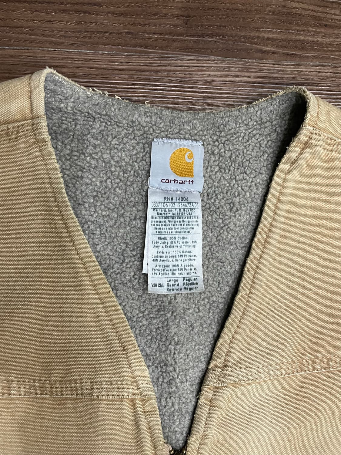 00s 칼하트 V26 덕 캔버스 셰르파 워크 베스트 카멜 상품이미지5