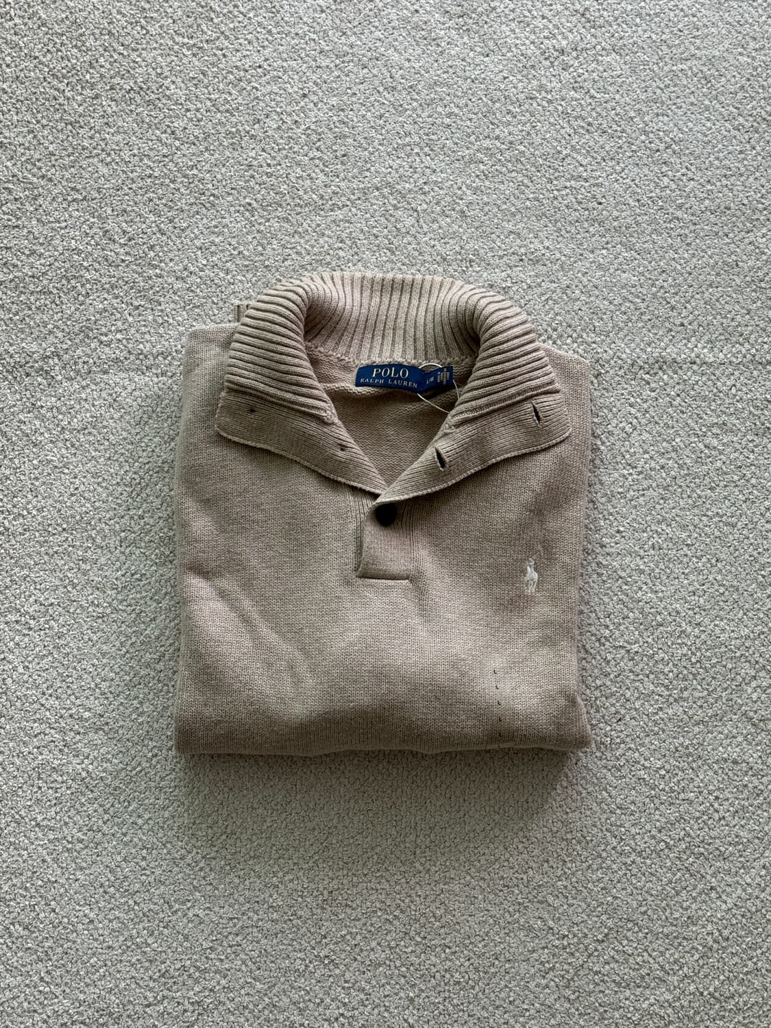 (새상품/정품) 폴로랄프로렌 버튼 반집업 니트 (베이지/남성L) 상품이미지1