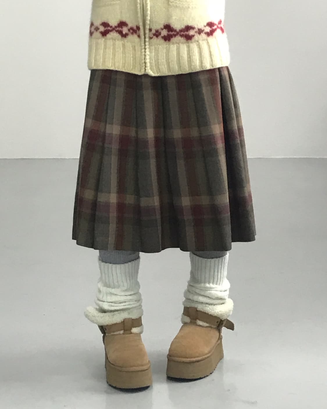 Jpn Wool Checked Midi Skirts 상품이미지1