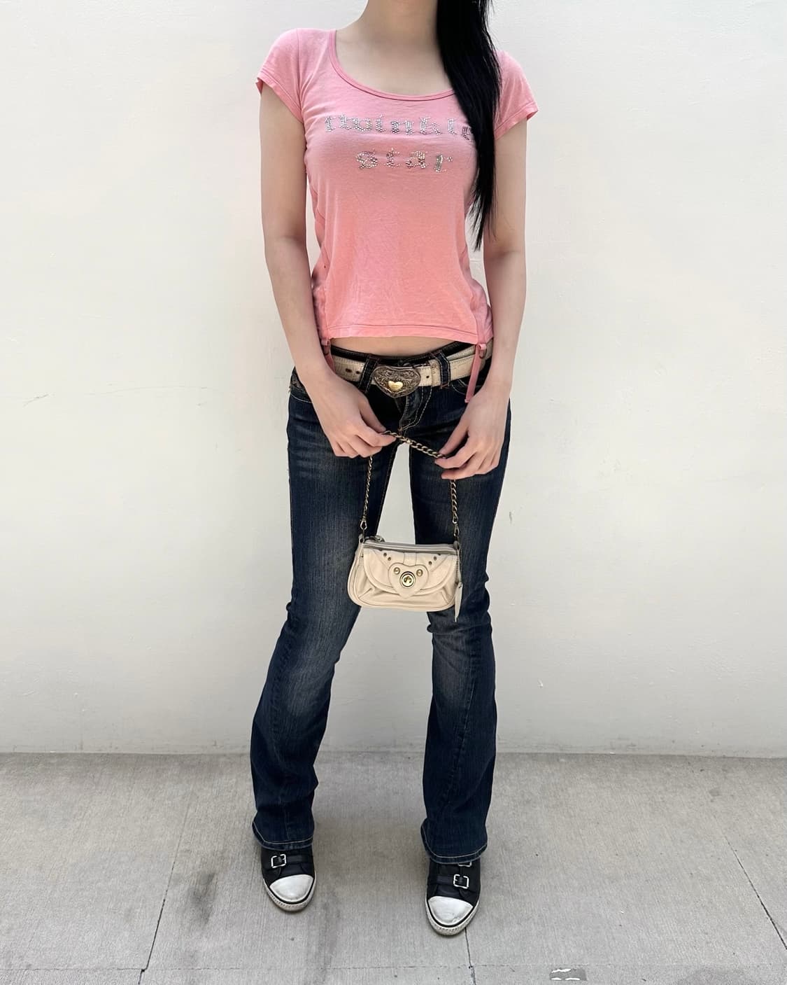 Pink cubic lettering strap short sleeve 상품이미지3