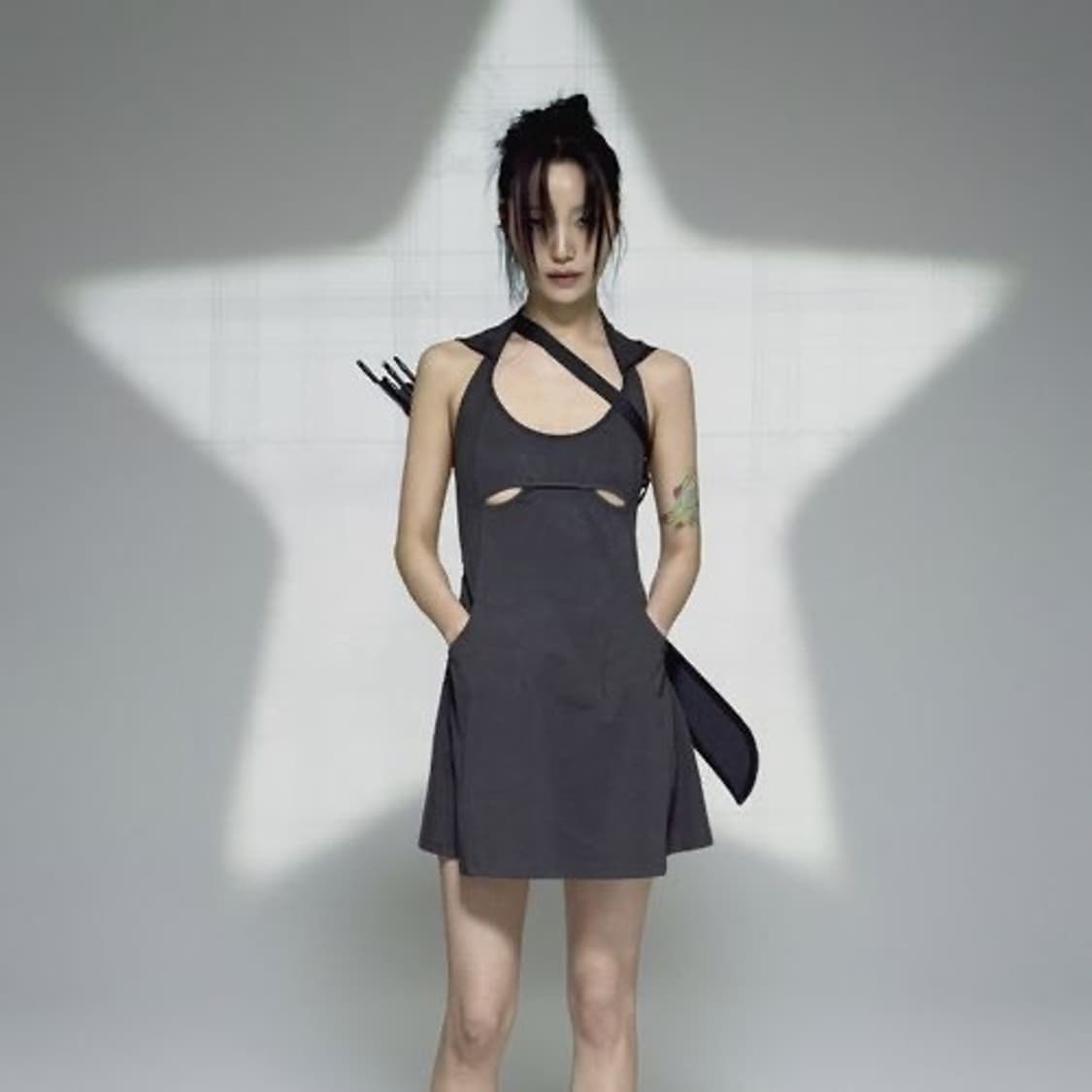 OJOS Halter Hoodie Apron Dress /Charcoal 상품이미지1